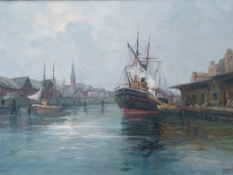 1866-Ida Giesecke - Paesaggio portuale